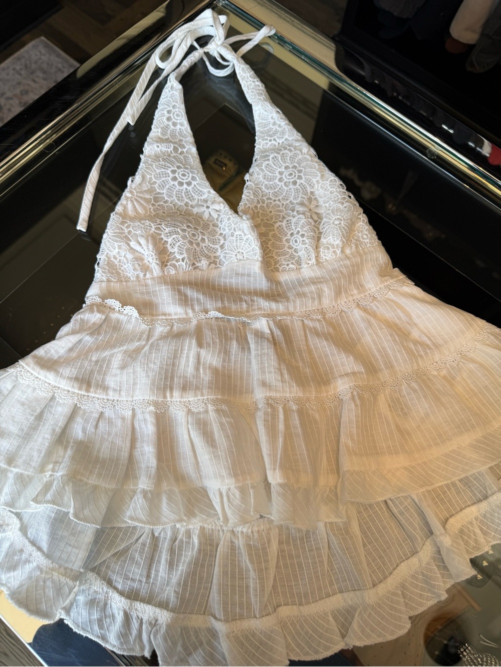 Motel Rocks White Lace Halter Top
